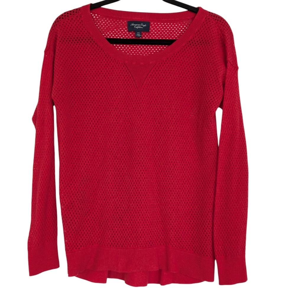 American Eagle Outfitters Women’s‎ Red Open Knit Sweater Womens Size M Y2K
